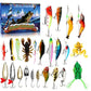 Calendário do Advento de Natal com Iscas Artificiais para Pesca, Conjunto de Caixas Surpresa com Iscas Minnow Popper.