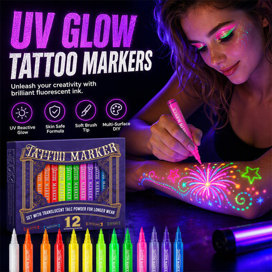 🥳PROMOÇÃO IMPERDÍVEL! Canetas de tatuagem néon para festas🎉✨