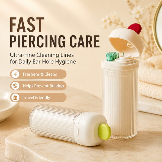 🧽50% DE DESCONTO AGORA! Kit de Viagem com Linha de Limpeza para Piercing de Orelha e Líquido de Limpeza