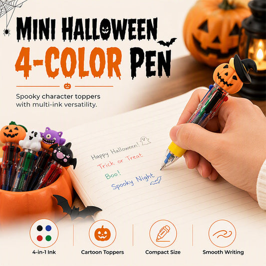 🥳Caneta Esferográfica de 4 Cores com Desenho Animado de Halloween