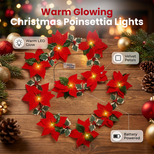 🎄Luzes de Natal em forma de flor de poinsettia