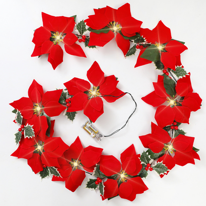 🎄Luzes de Natal em forma de flor de poinsettia