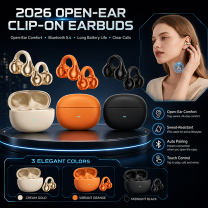 ✨Auscultadores Bluetooth sem fios com clipe de orelha aberta