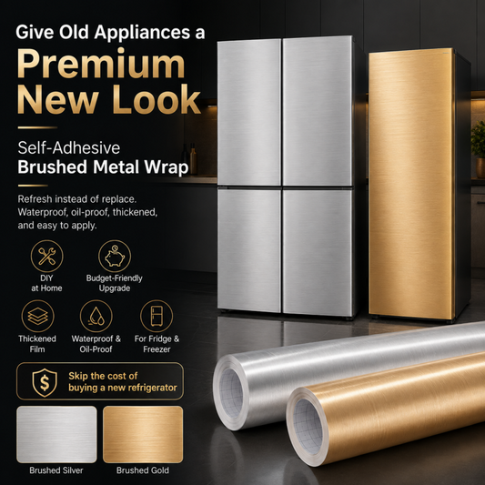 👀Autocolante autocolante para frigorífico com acabamento em metal escovado