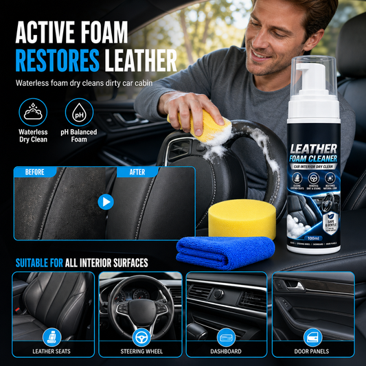 ✨Kit de Limpeza em Espuma para Couro de Interiores Automóveis
